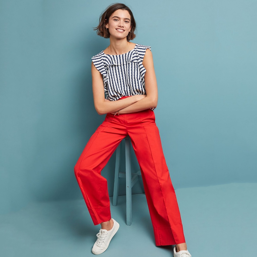 Eva Franco Anthropologie Keely Striped Ruffle Top - Picture 4 of 7